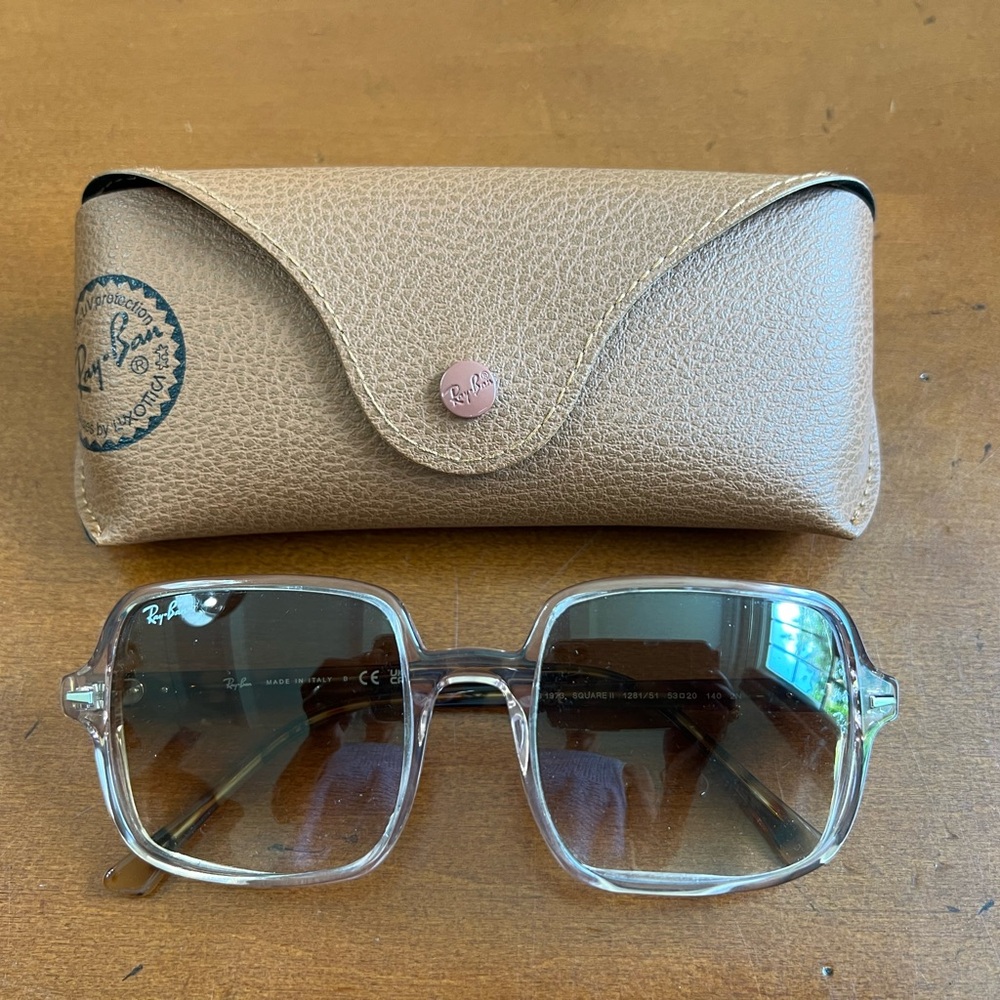 Ray-Ban Clear Frame Sunglasses with Brown Lenses